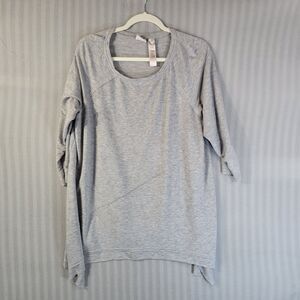 Chicos Weekends Womens top Size 3 Gray 3/4 Sleeve Lagenlook Stretch Knit Shirt